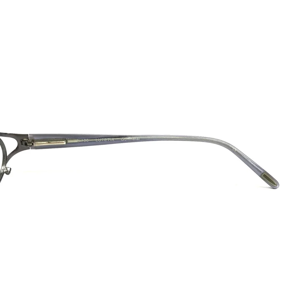 Ellen Tracy Eyeglasses Frames LUTETIA Gunmetal Gray Blue Oval Wire Rim 50-17-130